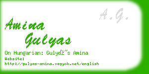 amina gulyas business card